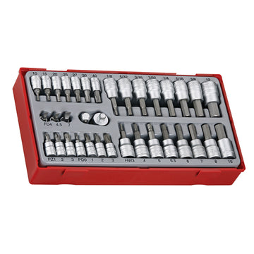 Teng 35pc socket and bit set with 1/4 and 3/8 square drives in plastic TC-Tray case