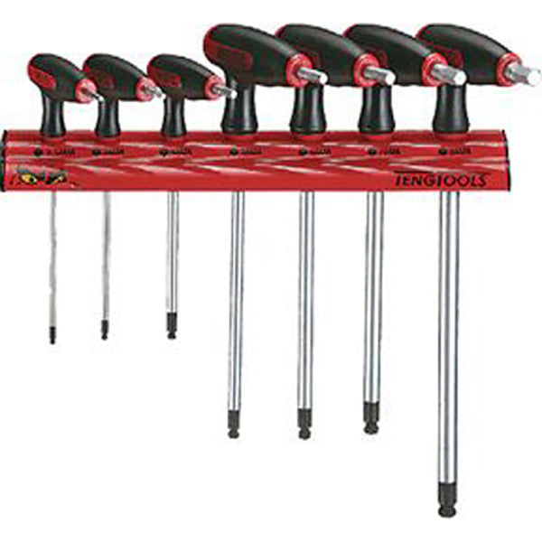 Teng 7pc T-Handle AF Hex Set 3/32-5/16 w/ Wall Rack | ISL