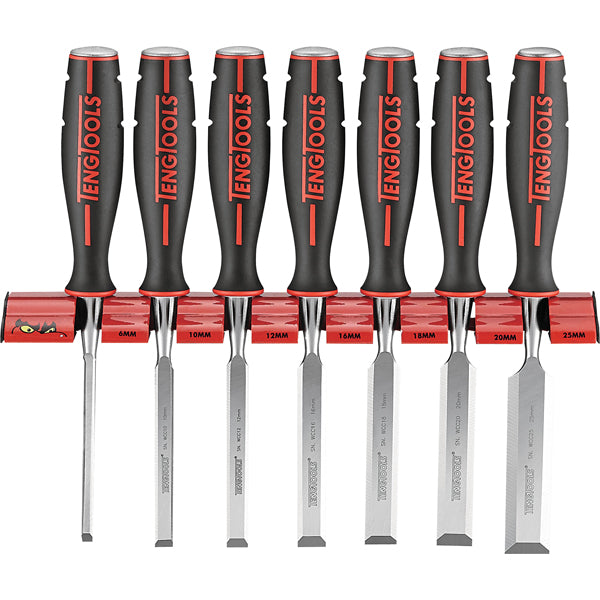 Teng 7Pc Wood Chisel Set W/ Wall Rack