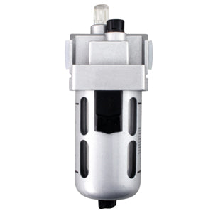 Groz 1/4 in BSP oil mist lubricator with polycarbonate bowl and steel guard