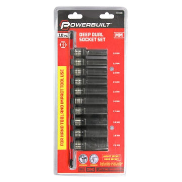 Powerbuilt 1/2” Dr 10pc Metric Deep Dual Impact Socket Set | Alltrade
