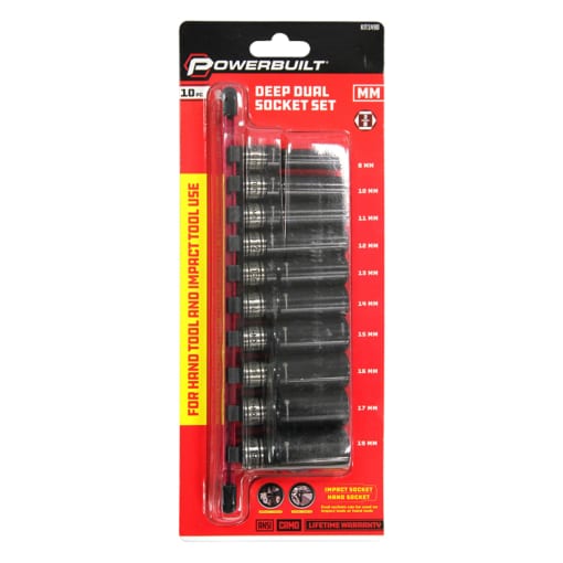 Powerbuilt 3/8” Dr 10pc Metric Deep Dual Impact Socket Set