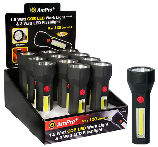 AmPro T24056 1.5 Watt COB LED Worklight & 3 Watt LED Flashlight