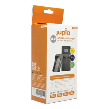 Jupio Nikon Fuji Olympus 7.4V–8.4V USB battery charger with LCD display
