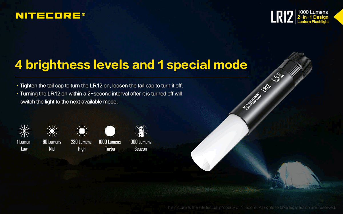 Nitecore Two In One Flashilght & Lantern Up To 1000 Lumens 166 Metres Of Throw | Formula