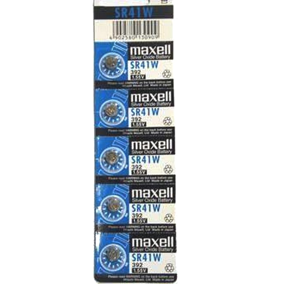 Maxell Silver Oxide Sr41w (392) Battery Button Cell 5 Pack