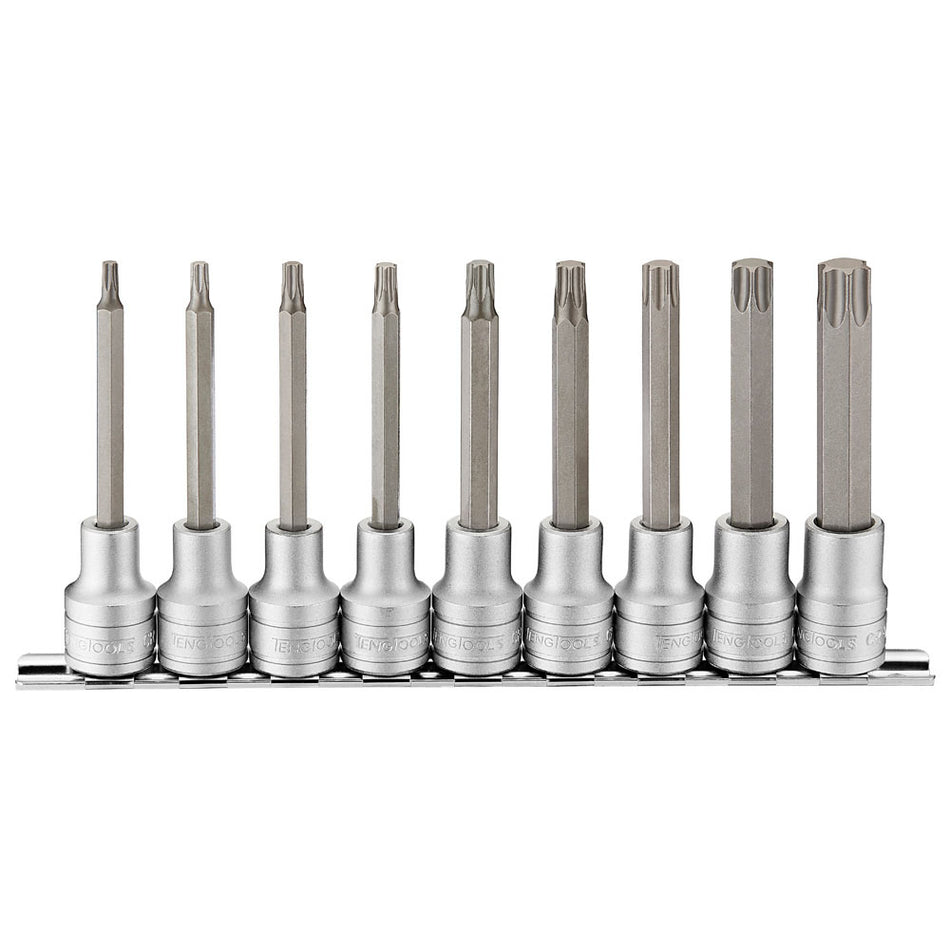 Teng 9pc 1/2in Dr. Long Ribe Bit Socket Set - M4-M13