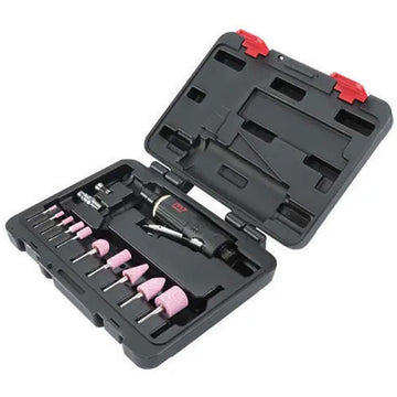 M7 15pc air die grinder set with collets, mounted points, wrenches and carry case