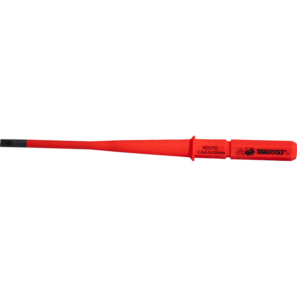 Teng 1000V Screwdriver Interchangeable 4 x 100mm Flat Slim