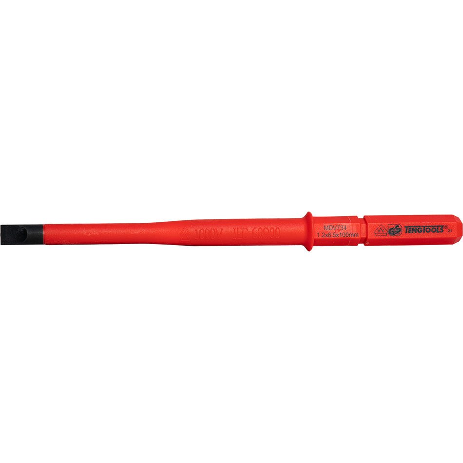 Teng 1000V Screwdriver Interchangeable 6.5 x 100mm Flat Slim