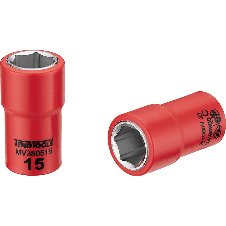 Teng 1000V VDE 3/8in Dr. Insulated Socket 15mm