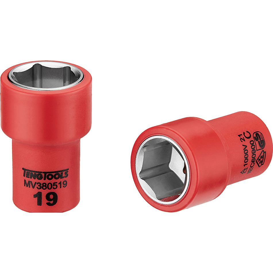 Teng 1000V VDE 3/8in Dr. Insulated Socket 19mm