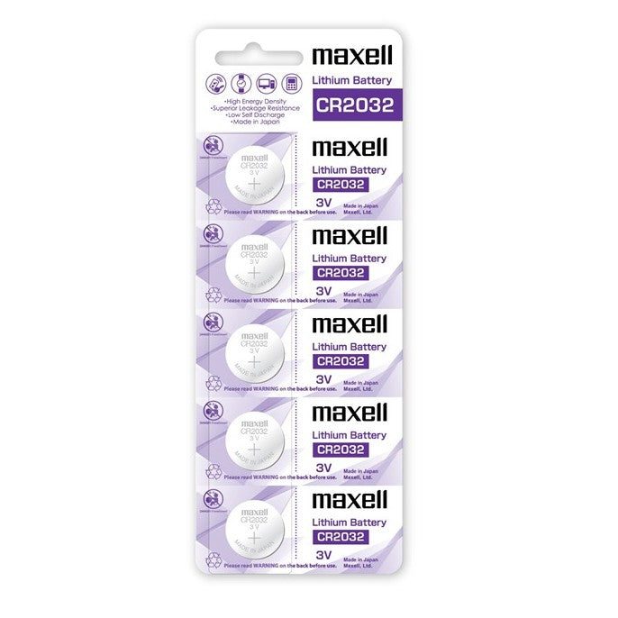 Maxell Lithium Battery Cr2032 3v Coin Cell 5 Pack