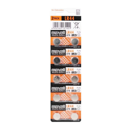 Maxell Alkaline Battery Lr44 10 Pack 1.5v Retail Packaging | Formula
