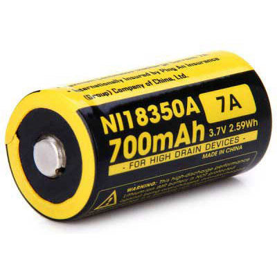 Nitecore Li-Ion Rechargeable Battery Button Top 18350 3.7v 16340 (7000mah)