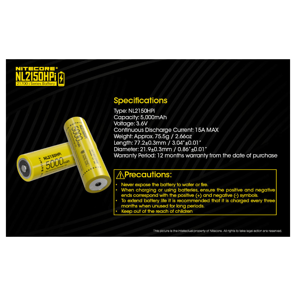 Nitecore 21700i Rechargeable Battery 3.6v 5000mah | Formula