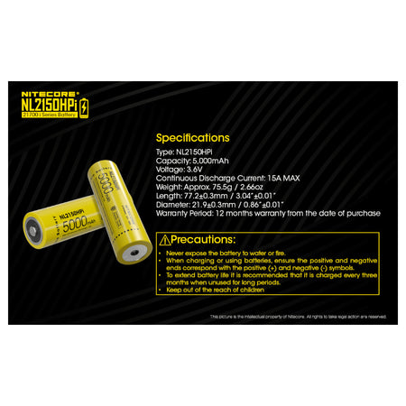 Nitecore 21700i Rechargeable Battery 3.6v 5000mah | Formula