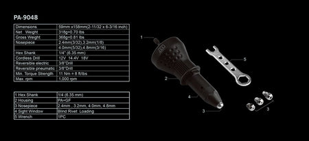 M7 Riveter Adaptor 3/16" | Formula