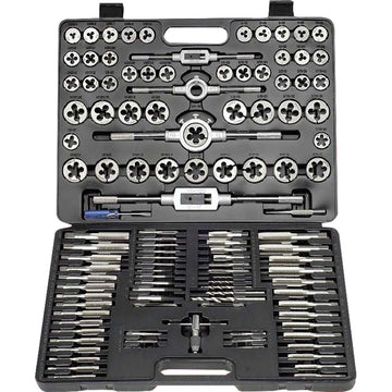 ProEquip 115-piece tap and die set with carry case, taps, dies, drills and accessories