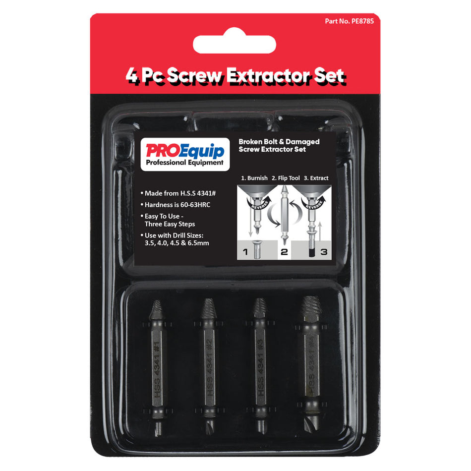 ProEquip 4 Pc Screw Extractor Set