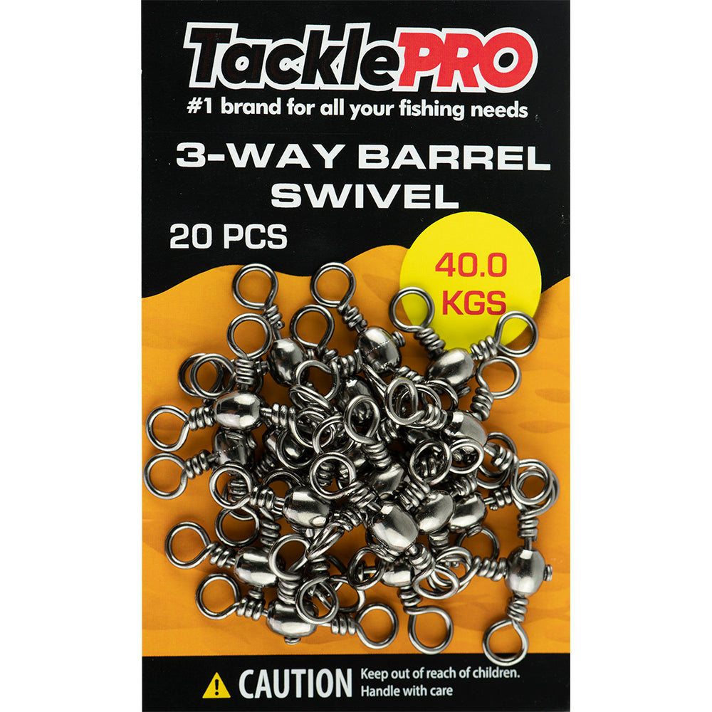 TacklePro 3 Way Barrel Swivel 40.0kg - 20pc | ISL