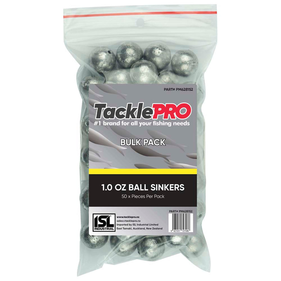 TacklePro Ball Sinker 1.0oz - Bulk Pack - 50 Piece Pack