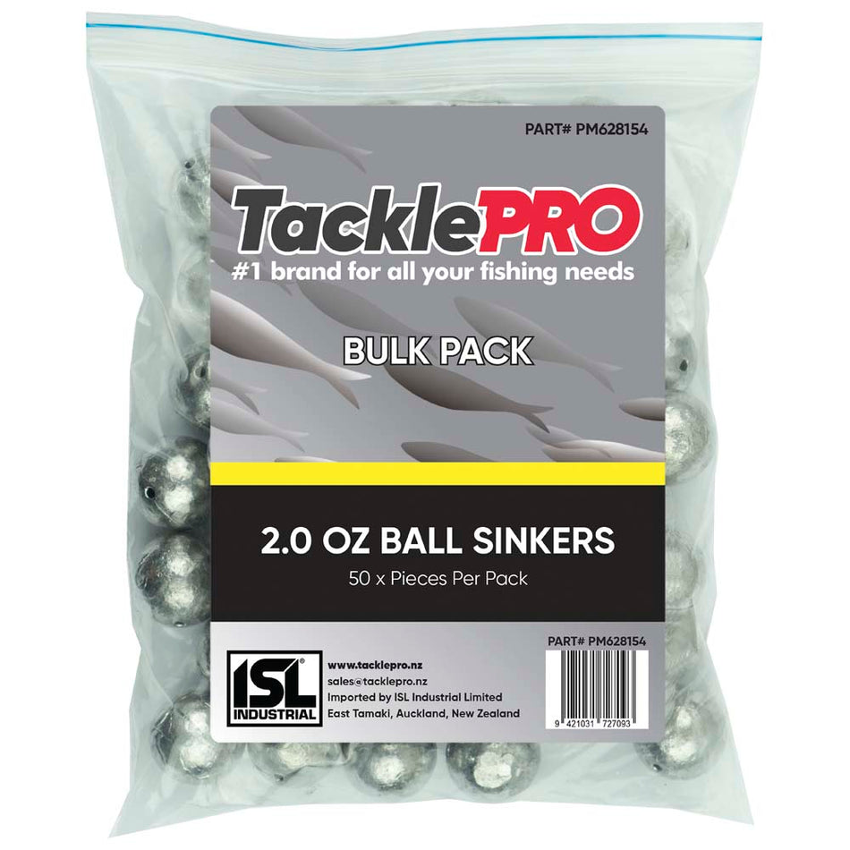 TacklePro Ball Sinker 2.0oz - Bulk Pack - 50 Piece Pack