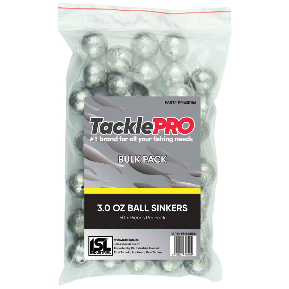 TacklePro Ball Sinker 3.0oz - Bulk Pack - 50 Piece Pack