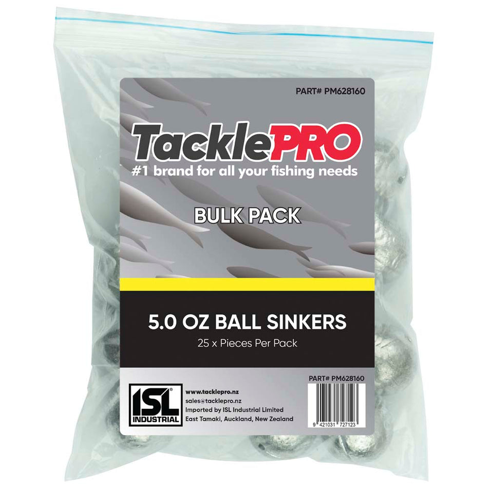 TacklePro Ball Sinker 5.0oz - Bulk Pack - 25 Piece Pack