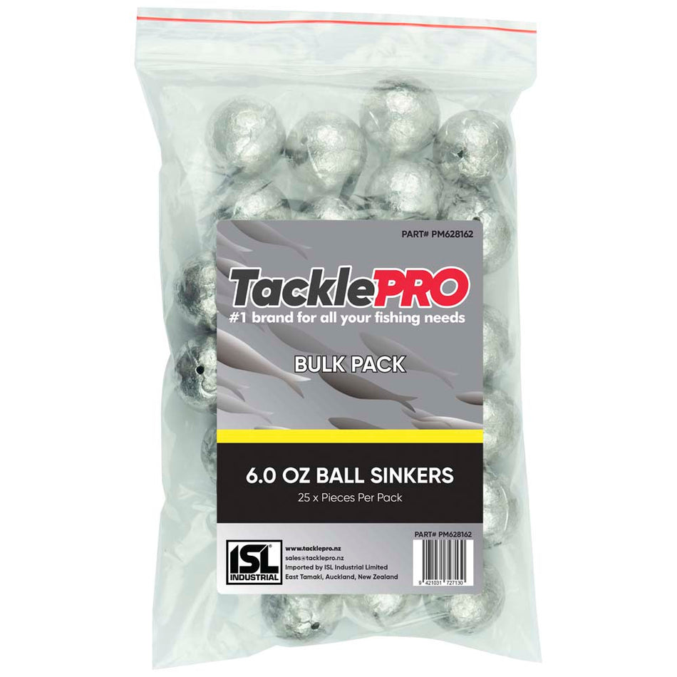 TacklePro Ball Sinker 6.0oz - Bulk Pack - 25 Piece Pack