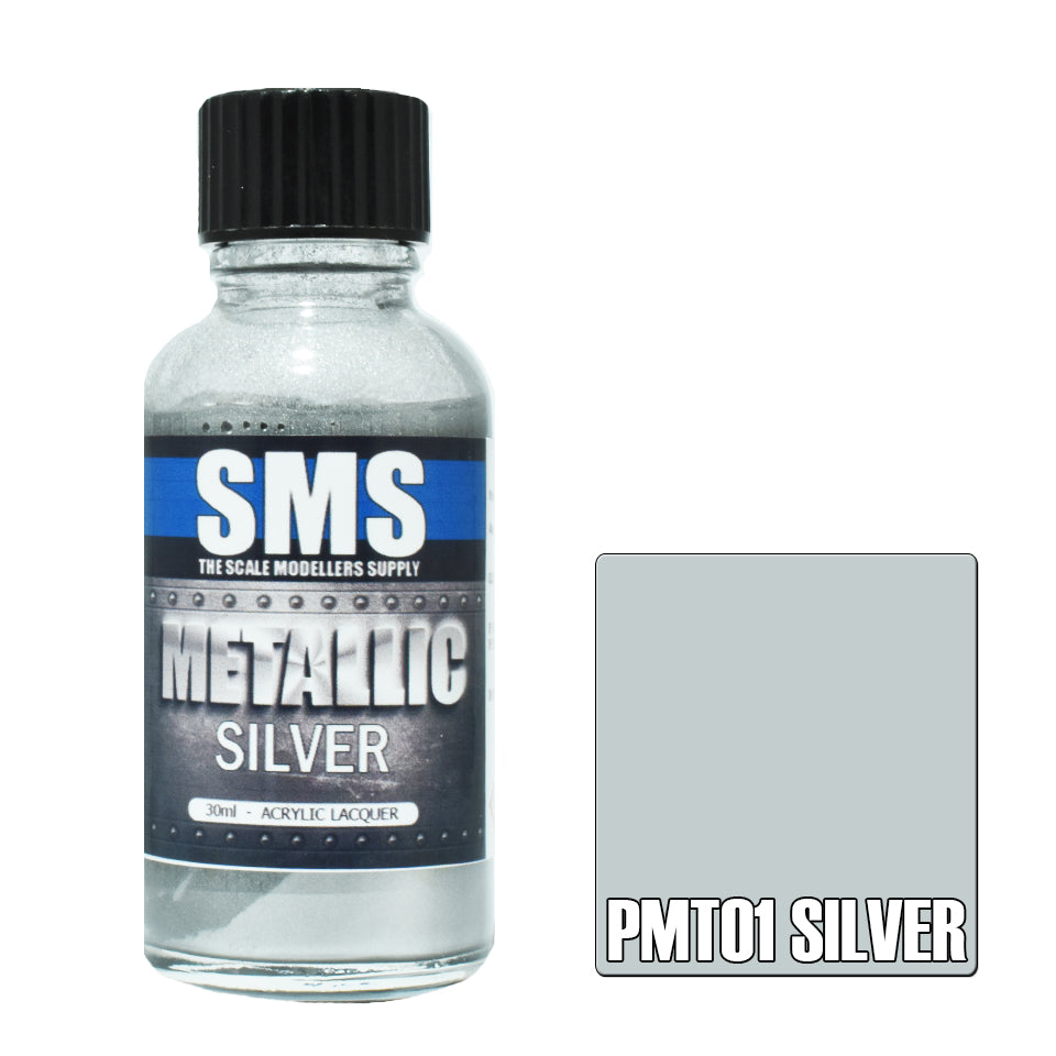 Airbrush Paint 30ml Metallic Silver Acrylic Lacquer Scale Modellers Supply | Formula