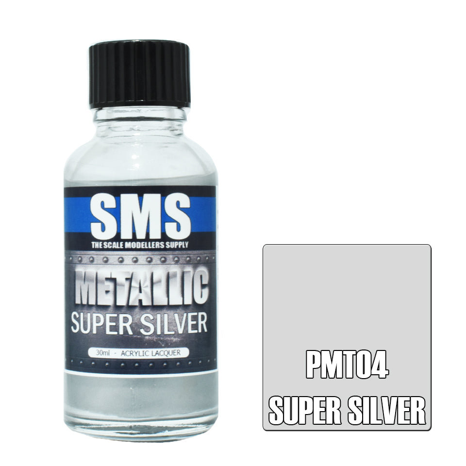 Airbrush Paint 30ml Metallic Super Silver Acrylic Lacquer Scale Modellers Supply | Formula