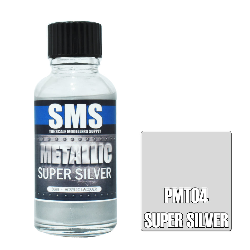 Airbrush Paint 30ml Metallic Super Silver Acrylic Lacquer Scale Modellers Supply | Formula