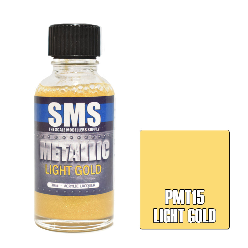 Air Brush Paint 30ml Metallic Light Gold Acrylic Lacquer Scale Modellers Supply | Formula