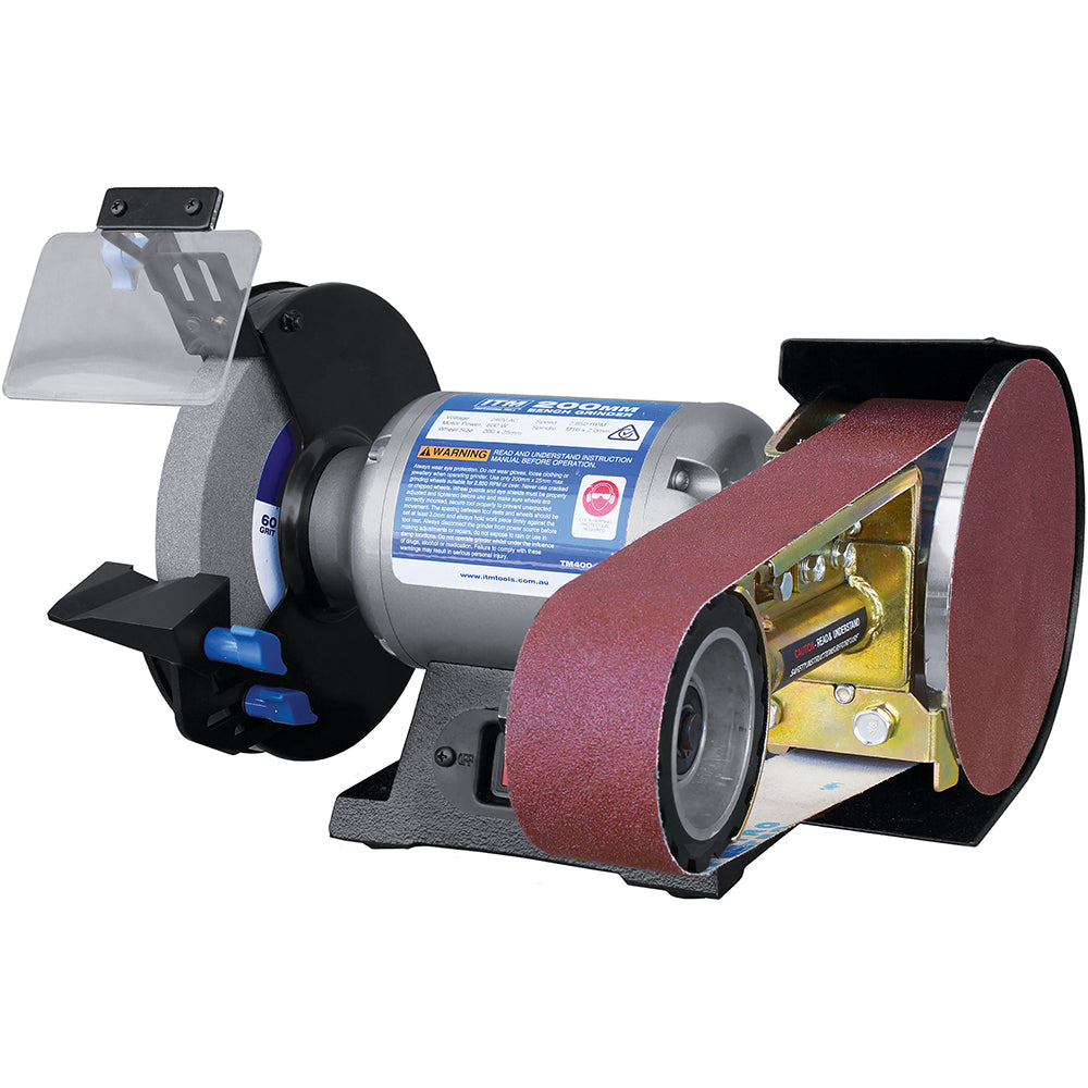 ITM 200mm Bench Grinder w/Belt & Disc Grinding Attachment | ISL