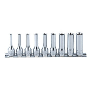 Koken RS3325 Internal Torx Deep Socket Set On Rail 9pc 3/8"Dr E4-E16 | Hobeca