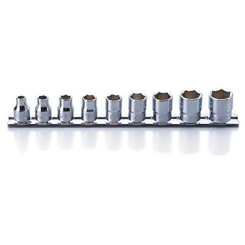 Koken RS3400A Socket Set On Rail 6pt 9pc 3/8" Dr 1/4-3/4" | Hobeca