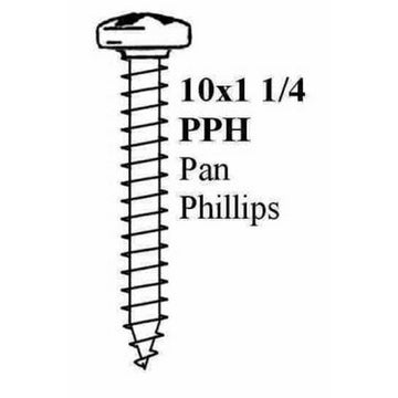 10 x 1.1/4 inch pan head Phillips self-tapping screw