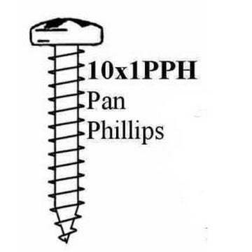 10 x 1 inch pan head Phillips self-tapping screw, bag of 100