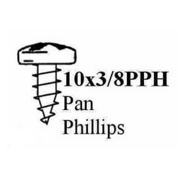 10 x 3/8 inch pan head Phillips black oxide screw bag of 100