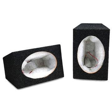 6 inch by 9 inch black carpet speaker box pair
