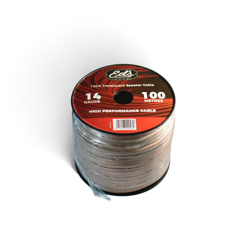 Eds 14 Gauge Cca Speaker Cable Matt Flexible Translucent Clear 100m