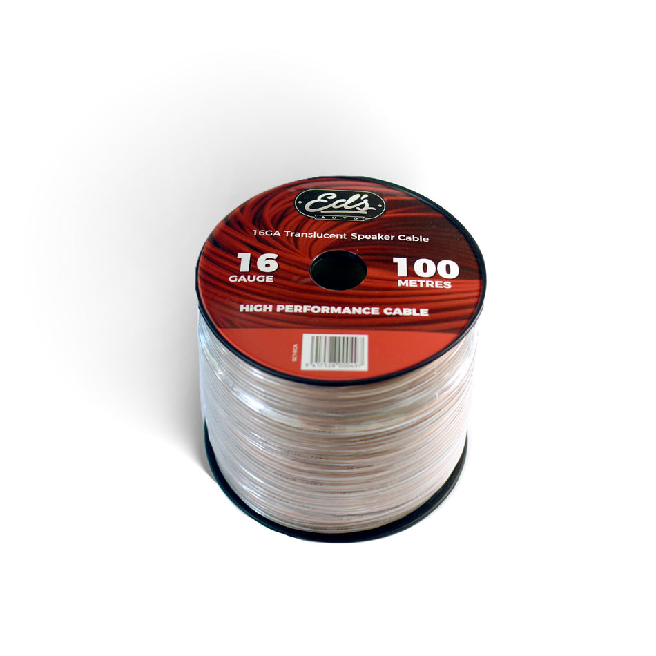 Eds 16 Gauge Cca Speaker Cable Matt Flexible Translucent Clear 100m