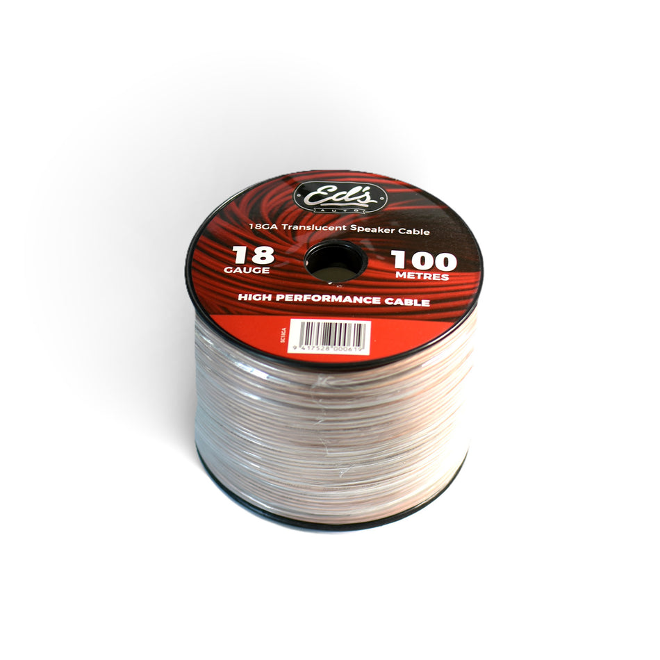 Eds 18 Gauge Cca Speaker Cable Matt Flexible Translucent Clear 100m