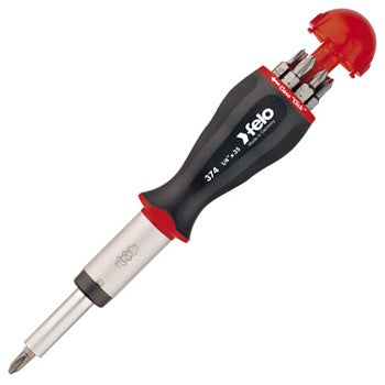 Felo 374 8-In-1 Ratcheting Handle Screwdriver (Flat Phillips & Pozi)