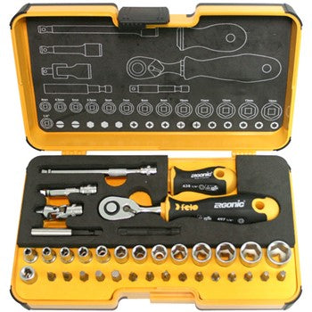 Felo 057 R-GO XL Ergonic Socket & Bit Set 1/4"Dr 36pc | Hobeca
