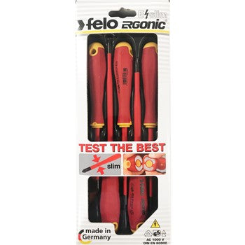 Felo 413 Series Ergonic E-slim Screwdriver Set 5pc Insulated Hardened Tip