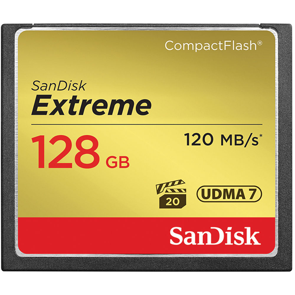 Sandisk Extreme Compact Flash 128gb Up To 120mb/S Cf Card Udma 7 Vpg-20 | Formula