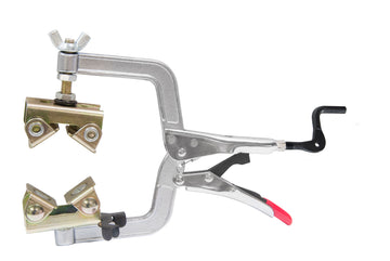 Stronghand pipe plier with adjustable top V-pad and rotatable bottom V-pad, 216 mm overall length