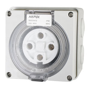 32A 4 Round Pin 440V Socket Outlet Ip66